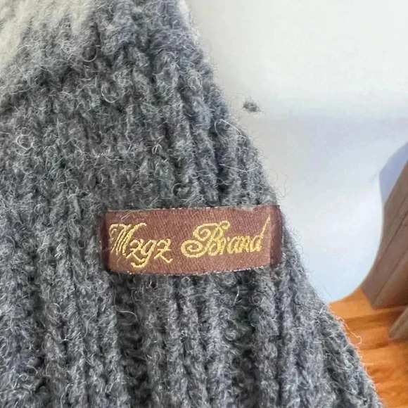 Vintage Mzgz Button Up Chunky Button Up Knit Grey Sweater Size L - Picture 5 of 7